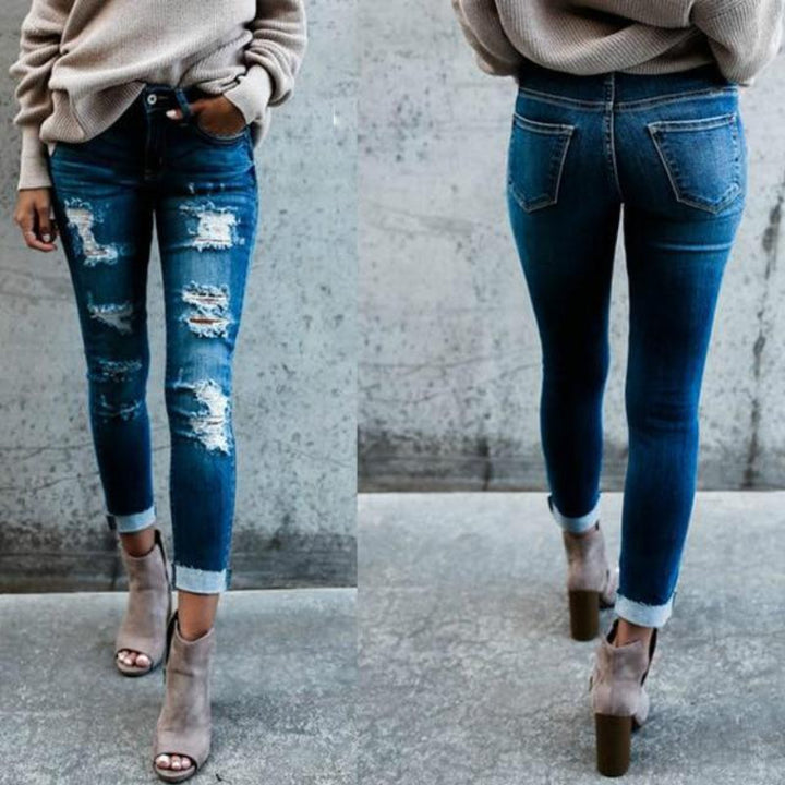 Skinny Ripped Jeans for Women-MODAUTLET
