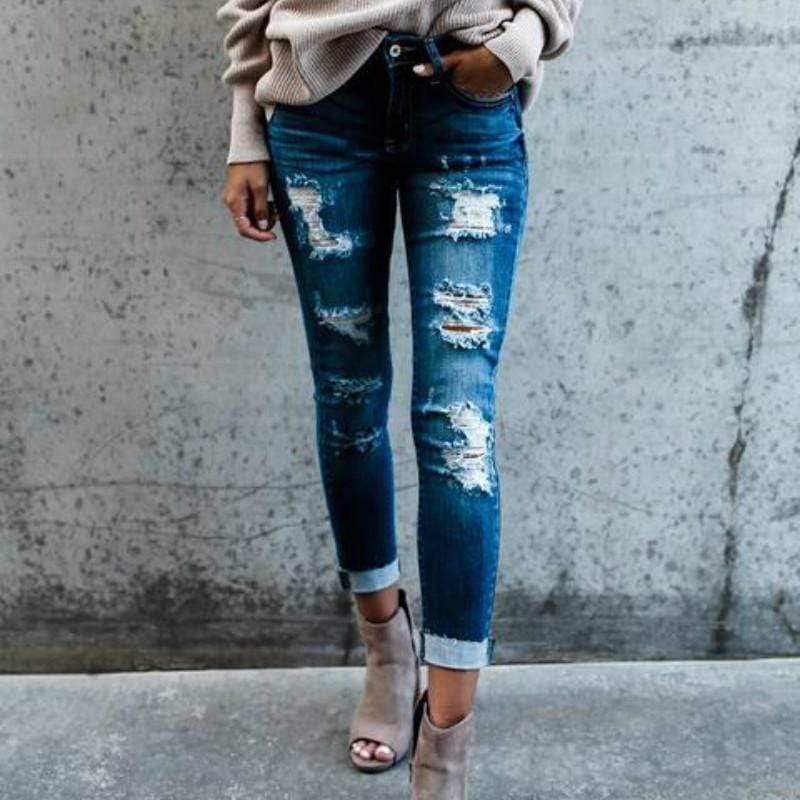 Skinny Ripped Jeans for Women-MODAUTLET