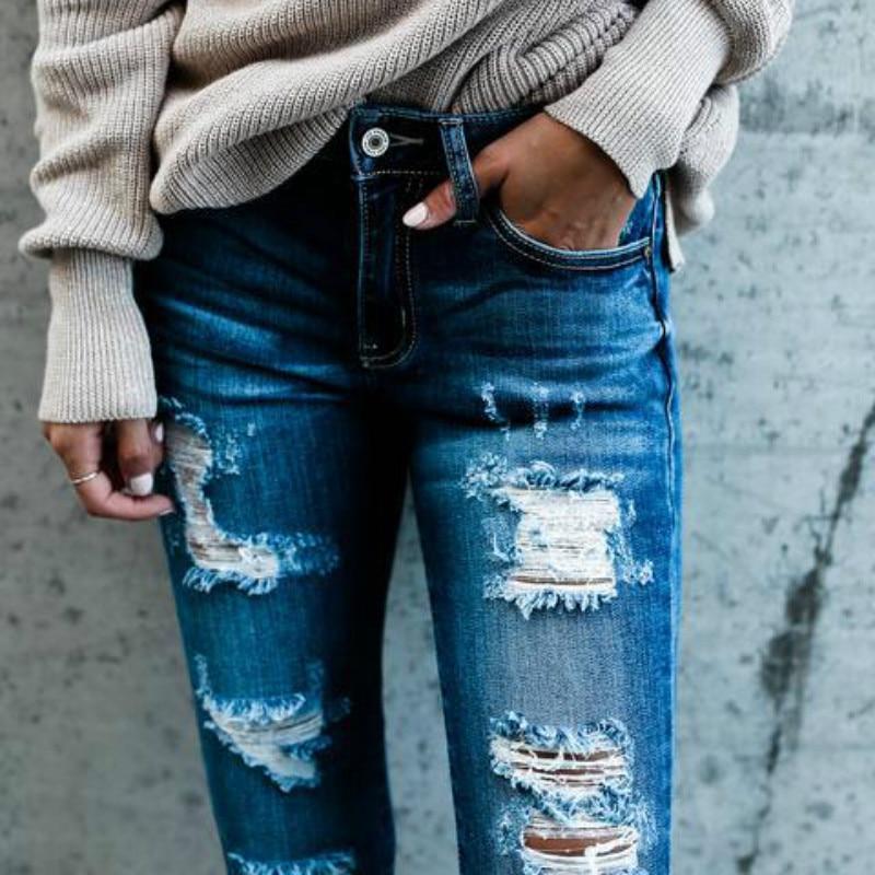 Skinny Ripped Jeans for Women-MODAUTLET