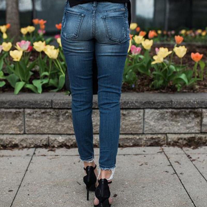 Women's Ripped Denim Jeans-MODAUTLET