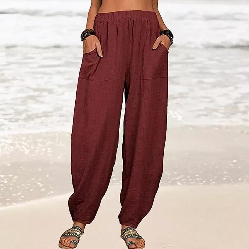 Women's Relaxed Beach Pants | Casual Summer Trousers-MODAUTLET