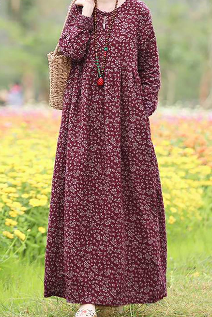 Women's Long Sleeve Maxi Dress-MODAUTLET