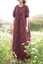 Dame langærmet boheme maxi-kjole