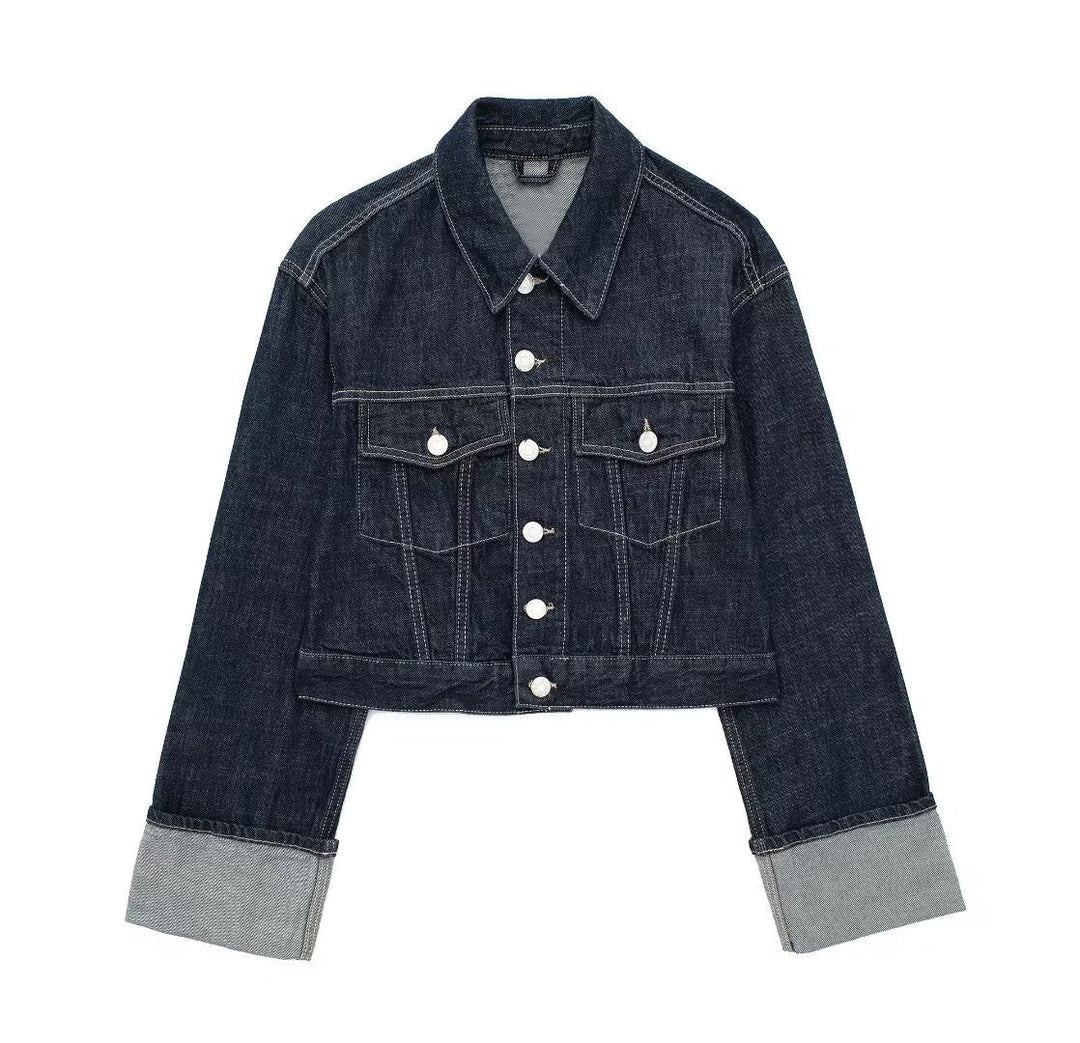 Rolled-Up Long Sleeve Jacket - Meadow Style Denim