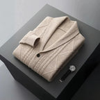 Merino Wool Shawl Collar Cardigan Beige