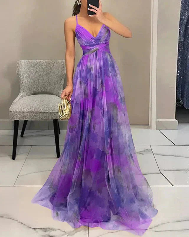 Ruby | Women's Floral Print Sleeveless Maxi Dress Purple