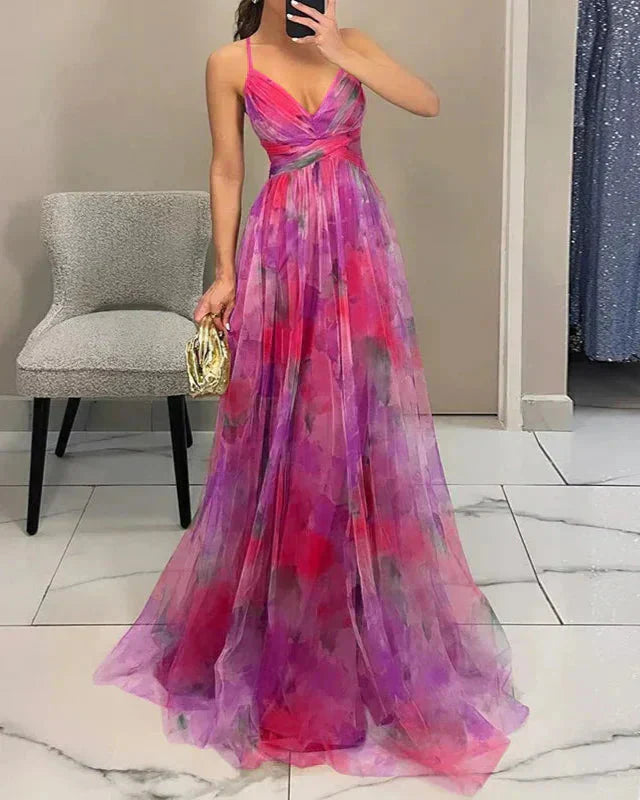 Ruby | Women's Floral Print Sleeveless Maxi Dress Pink