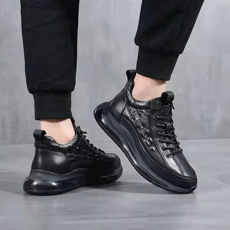 Men's Rugged Textured Street Sneakers Black