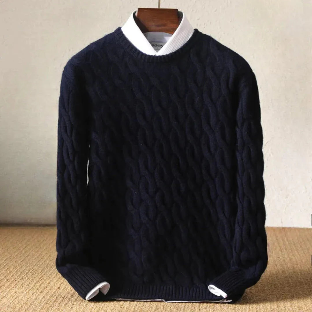 Cozy Cable Knit Sweater Navy Blue