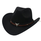 Western Cowboy Hat – Jazz Knight Felt Hat with Bull Décor