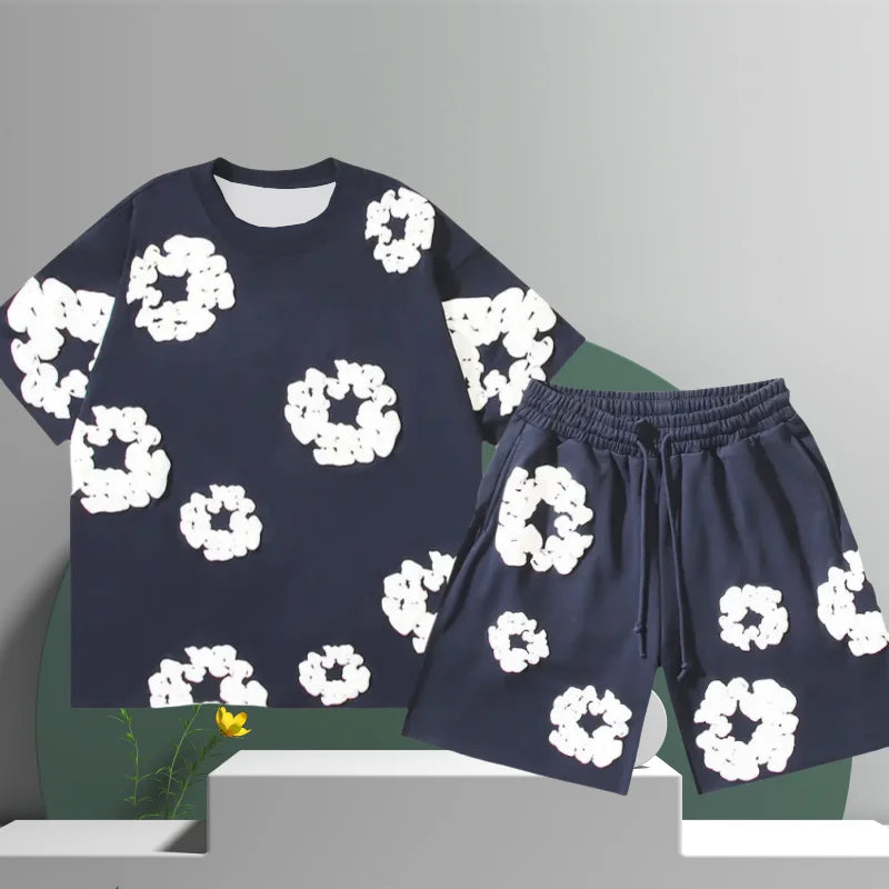 Men's Denim Tears Cotton Flower 3D Printed Shorts Set-MODAUTLET