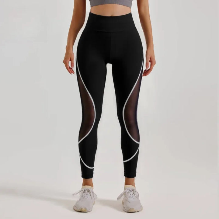 Women's High-Waist Color-Block Mesh Yoga Pants for Workouts