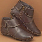 Women's Vintage Ankle Boots Dark Brown (with zipper)