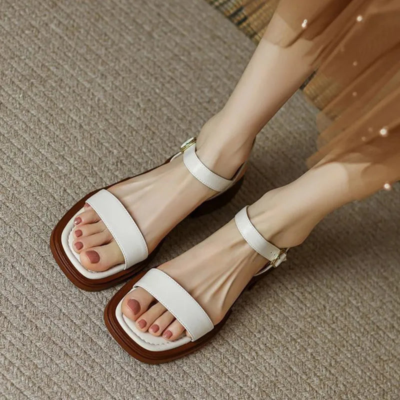 Women's Breathable Open Toe Sandals with Low Square Heel-MODAUTLET