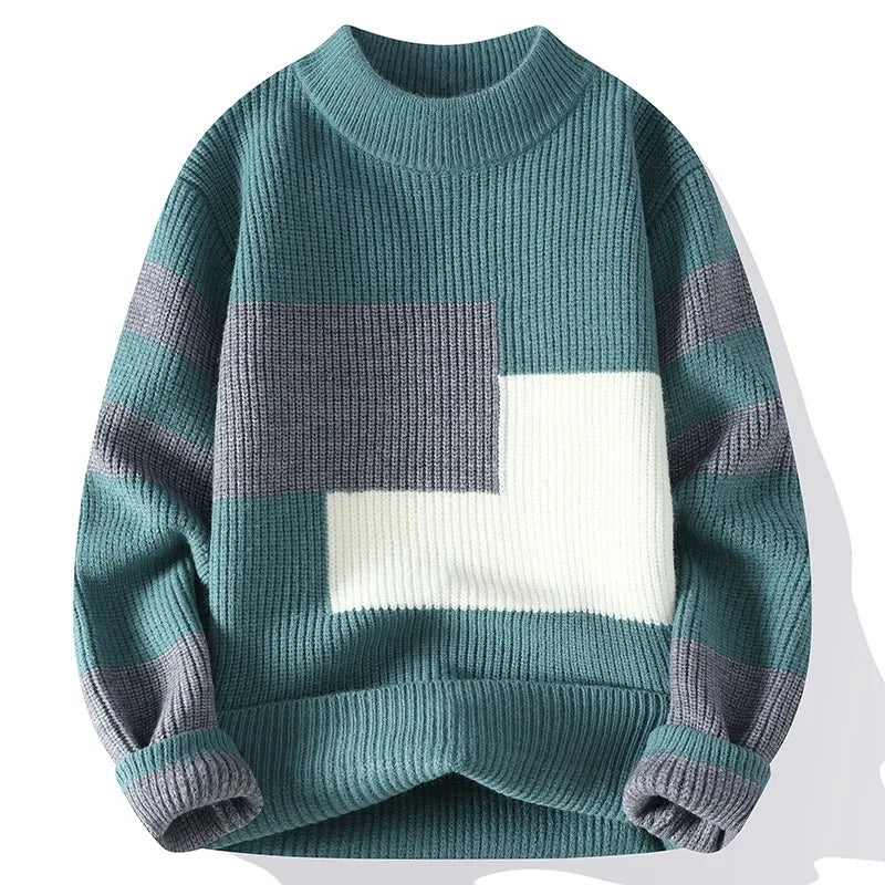 Men's Cozy Relaxed Fit Ribbed Mock Neck Sweater Green