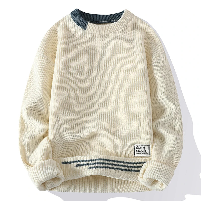 Men's Merino Wool Knit Sweater - Ridgepoint Style Beige