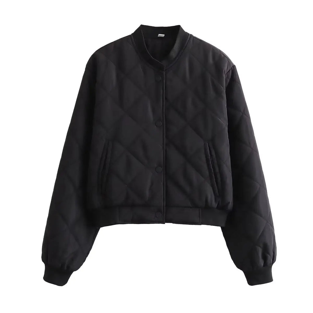 Women's Quilted Bomber Jacket Black