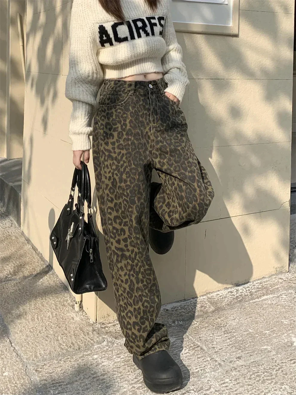 Women's Leopard Print Jeans-MODAUTLET