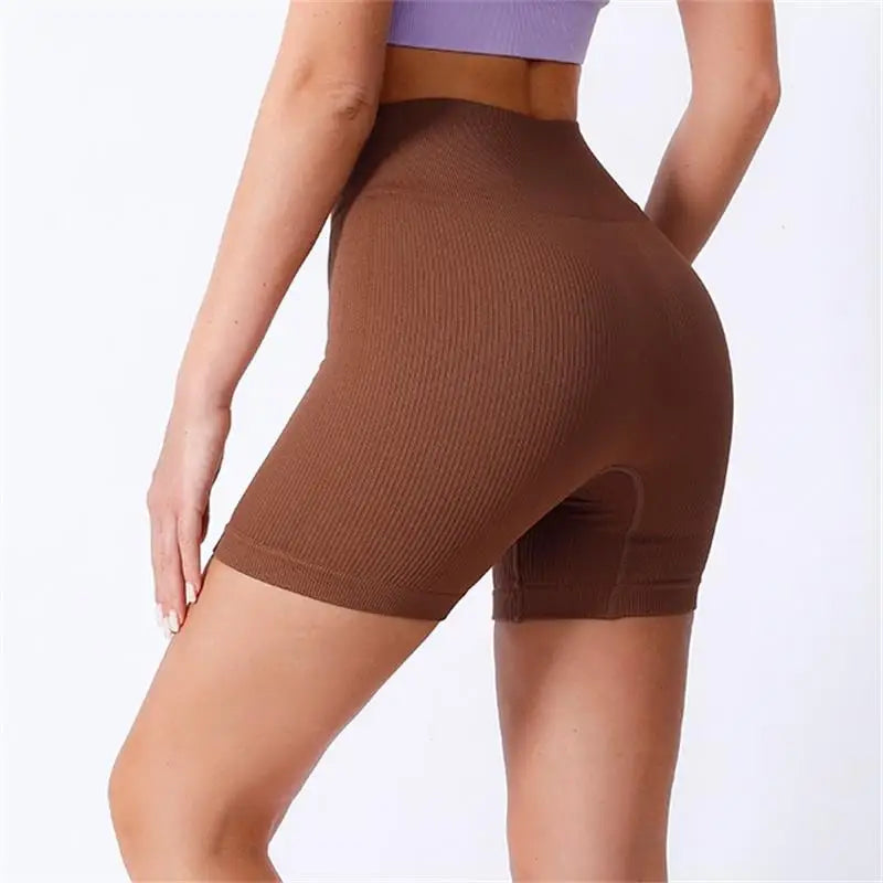 Women's High-Waisted Yoga Shorts, Lift and Shape, Ribbed Texture