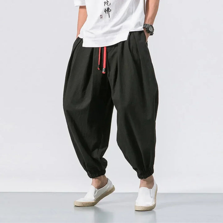 Men's Lightweight Tapered Cotton Linen Pants - Easy Fit Streetwear-MODAUTLET
