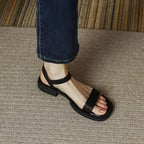 Women's Breathable Open Toe Sandals with Low Square Heel Black
