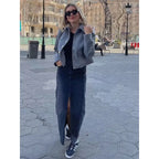 Stylish Wool Cropped Jacket in Heather