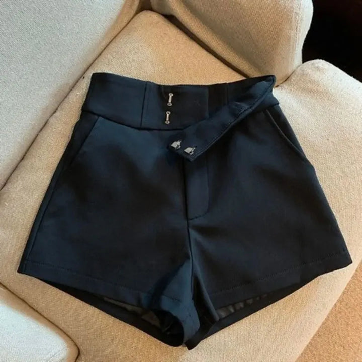 Women's High Waisted Black A-Line Casual Shorts