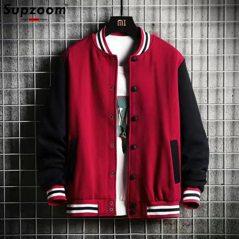 Men's Fleece Bomber Jacket by Supzoom Red