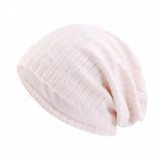 Double-Layer Wheat-Spike Knit Beanie Hat Off-white