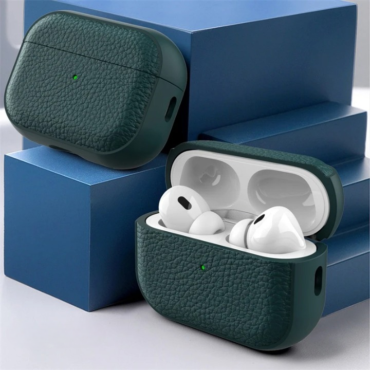 Premium Leather AirPods Case Green