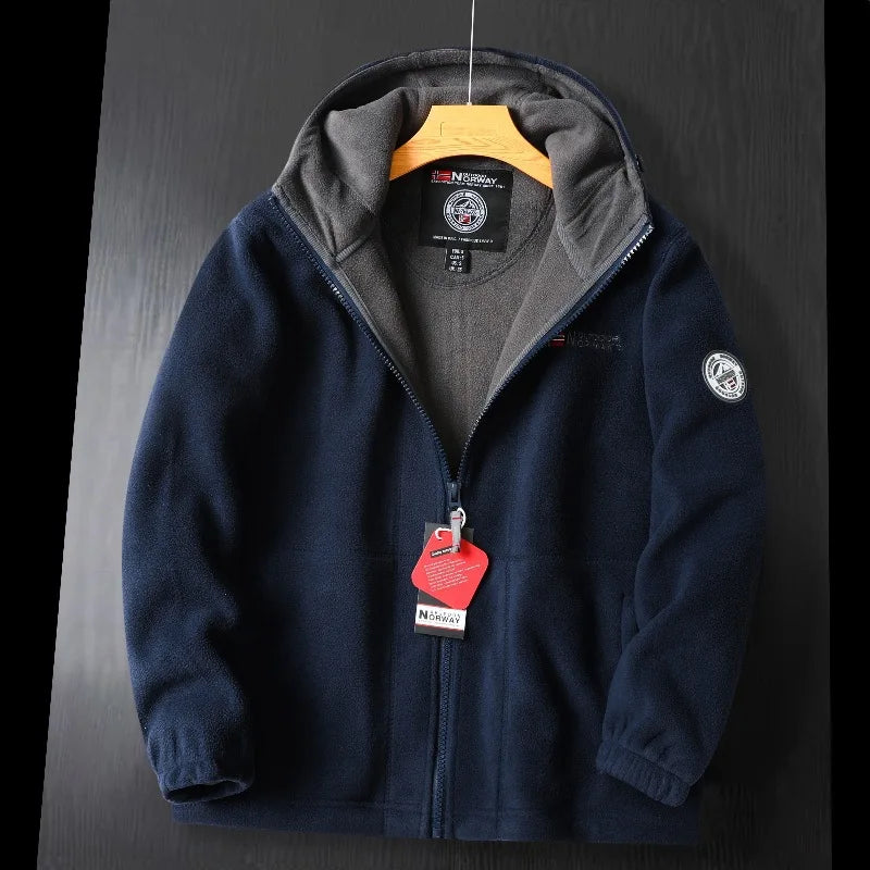Men's Thick Wool Hooded Jacket Blue