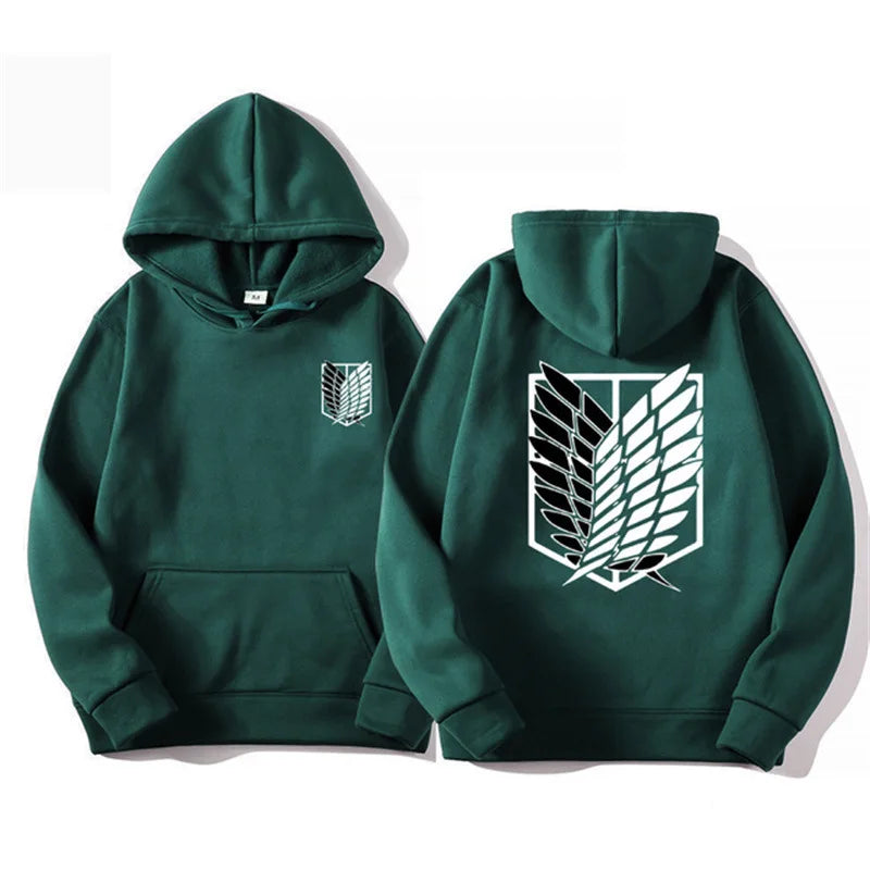 Unisex Attack on Titan Hoodie – Anime Graphic Pullover for Men & Women Green