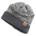 Unisex Two-Tone Knit Beanie with Fur Lining
