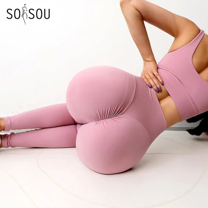 Women's High Waist Nylon Yoga Leggings for Fitness & Workouts
