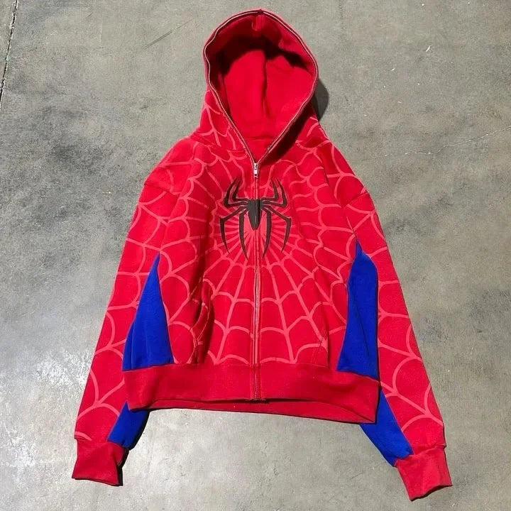 Spider Print Hoodie Hip Hop Style For Autumn Winter Wear