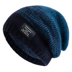 Cozy Fur-Lined Slouchy Beanie for Women Navy Blue Lake Blue 55cm-60cm