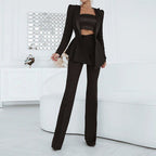 Women Two Piece Blazer Set Office Suit Jacket Trousers