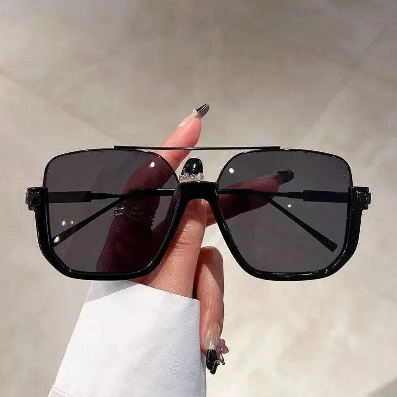 Oversized Square Sunglasses UV 400 Unisex Eyewear Trendy Black Gray