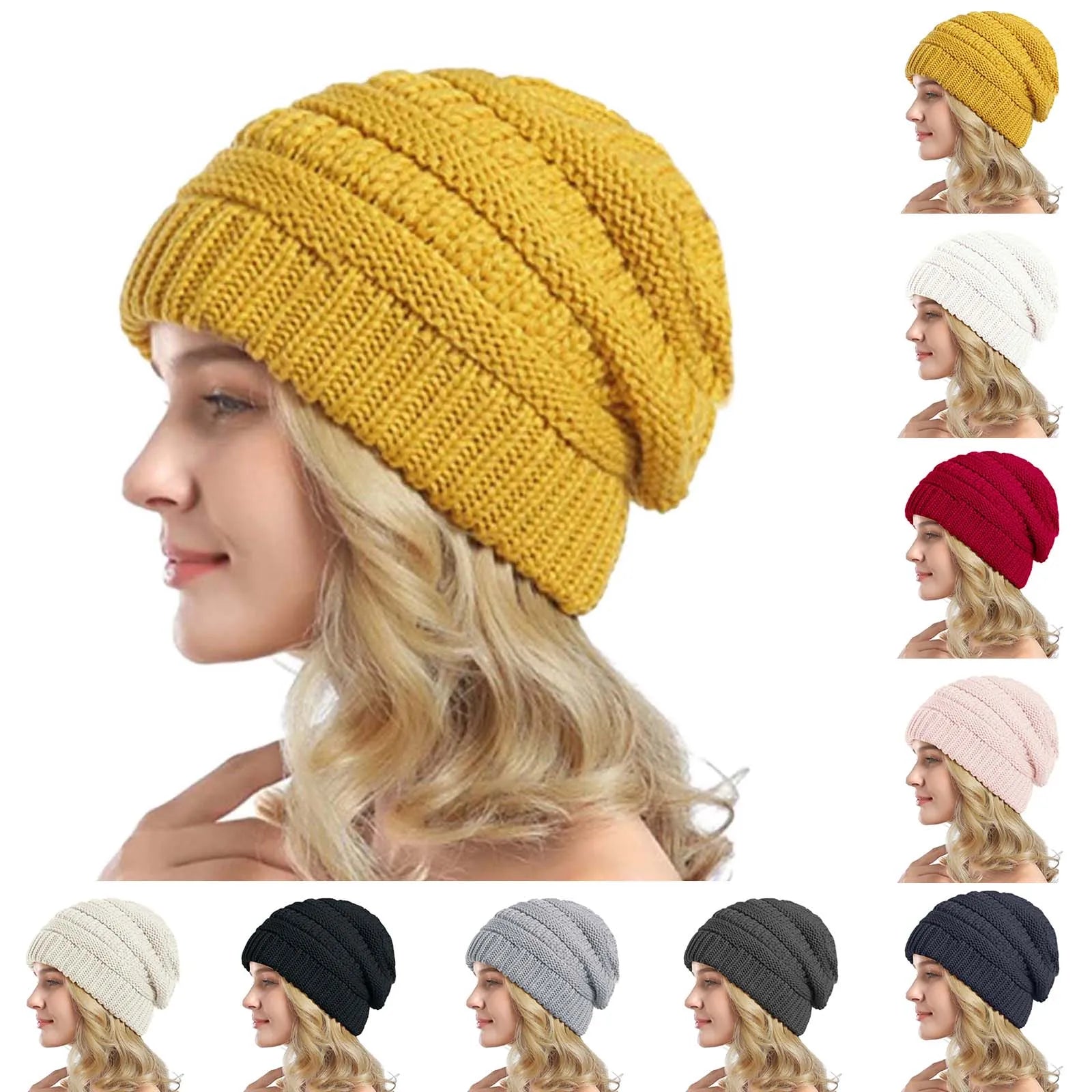 Cozy Chunky Cuffed Knit Beanie Yellow One Size