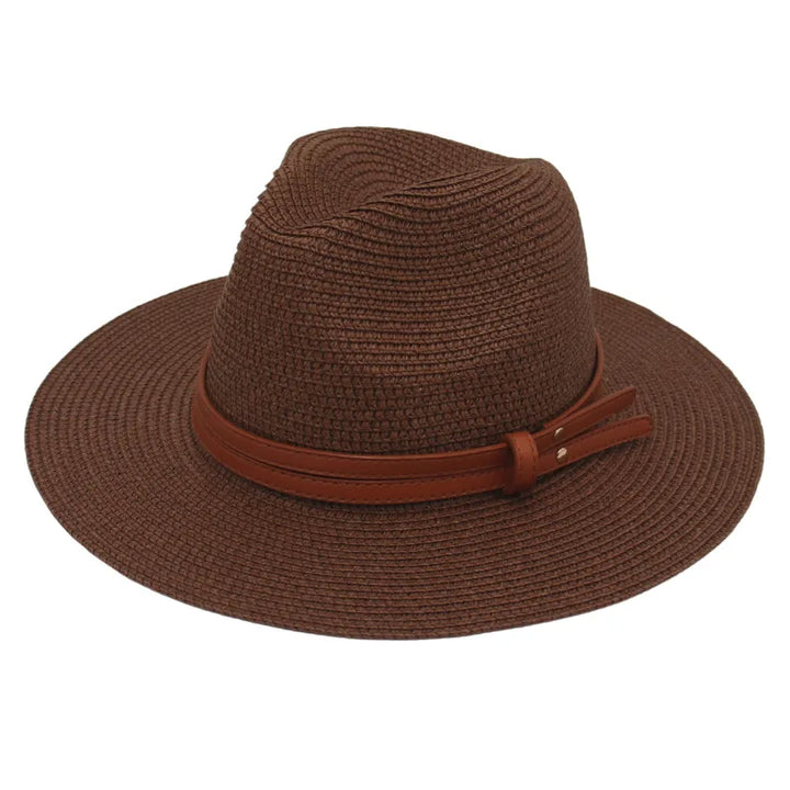 Breathable Straw Panama Sun Hat With Wide Brim Protection-MODAUTLET