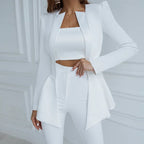 Women Two Piece Blazer Set Office Suit Jacket Trousers