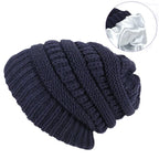 Cozy Satin-Lined Knit Beanie Blauw One-size