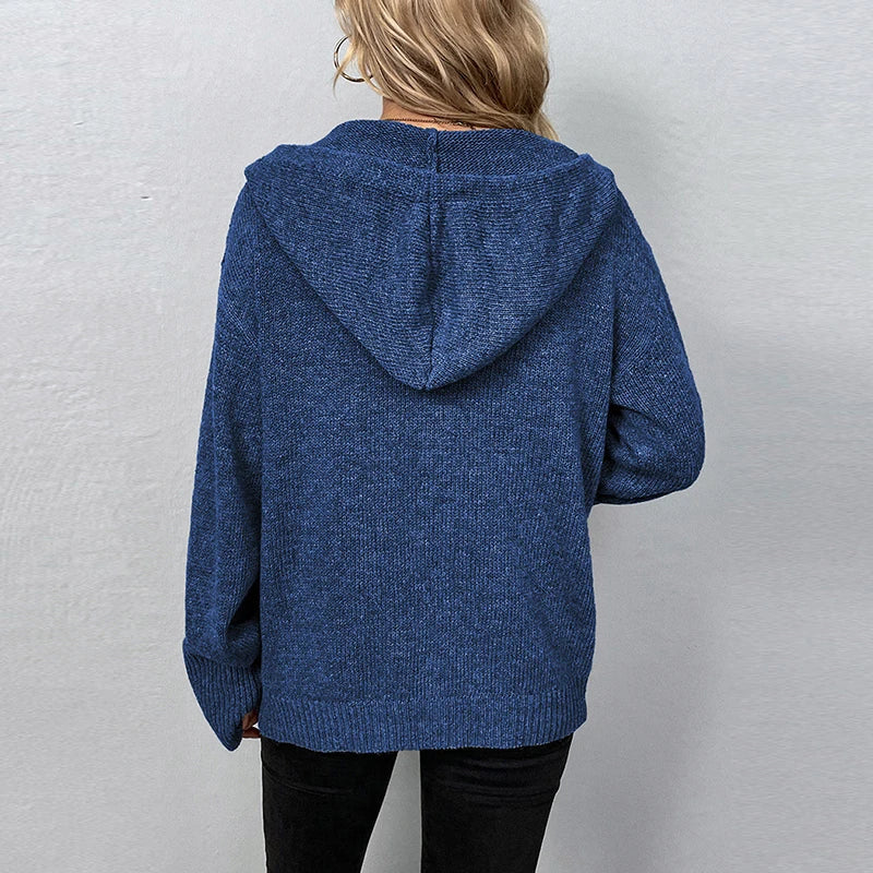 Lightweight Knit Hooded Cardigan for Women - Cozy & Warm Everyday Wear