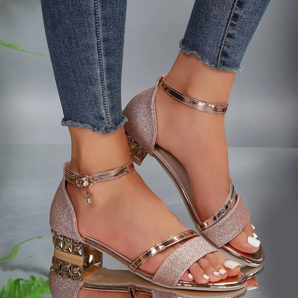Women's Supportive Orthopedic Sandals with Gold Chain Detail
