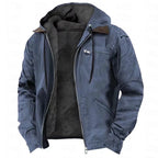 Men's Full-Zip Polar Fleece Hoodie - Cozy Casual Jacket Navy Blue