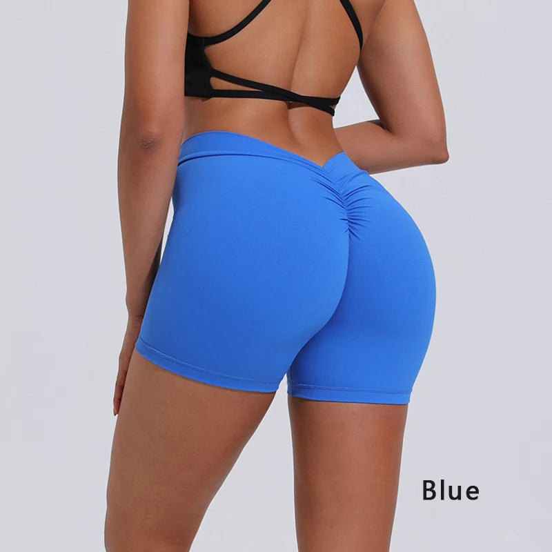 Women's High Waisted V-Back Yoga Shorts for Fitness and Training