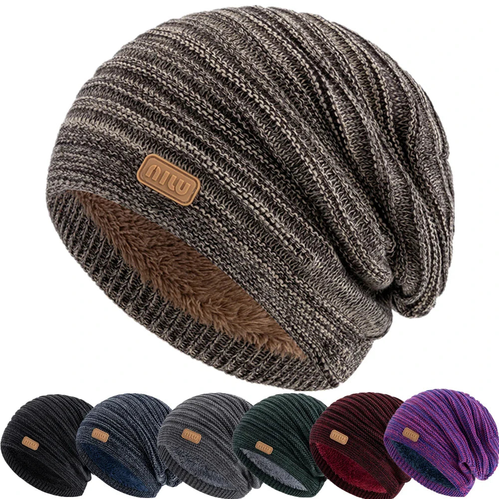 Unisex Striped Slouchy Winter Hat
