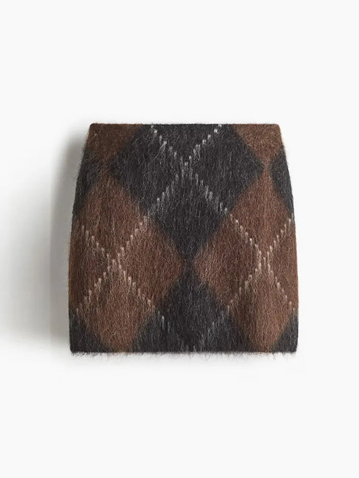 Women’s Argyle Knit Skirt Set-MODAUTLET