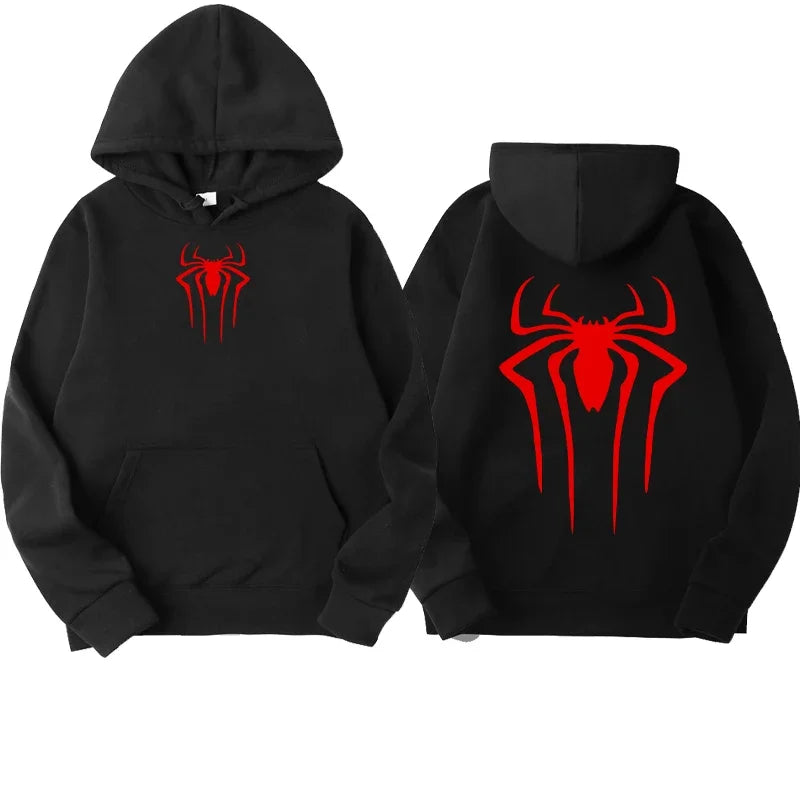 Spider Print Unisex Casual Hoodie Streetwear Style