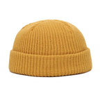 Cozy Winter Knit Beanie – Warm Unisex Skull Cap Dark Yellow One Size